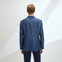 Hieiika海一家男装2019春季简约纹路低胸针西服