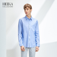 Hieiika 海一家男装2019春季趣味大方印花长袖衬衫