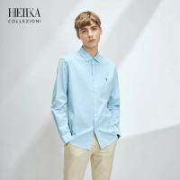 Hieiika 海一家男装2019春季简约纯色低绣标长袖衬衫