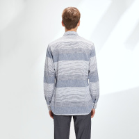 Hieiika 海一家男装2019春季男士时尚撞色条纹长袖衬衫