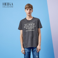Hieiika 海一家男装2019夏季简约青春趣味字母印花圆领短袖T恤