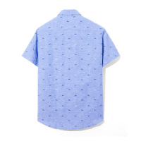 Hieiika 海一家男装2019夏季简约双色印花休闲舒适透气短袖衬衫