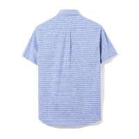 Hieiika 海一家男装2019夏季简约条纹休闲海军风短袖衬衫