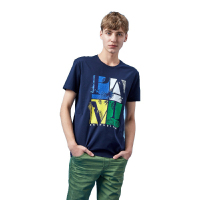 Hieiika 海一家男装2019夏季个性字母印花休闲舒适短袖T恤