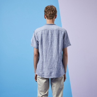 Hieiika 海一家男装2019夏季简约日系风休闲舒适短袖衬衫