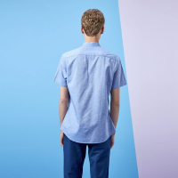 Hieiika 海一家男装2019夏季纯色休闲清新口袋装饰日常短袖衬衫