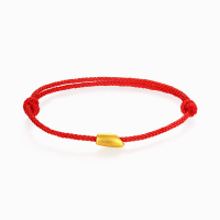 鑫万福 鼠年有米3D硬金黄金米粒0.15g足金吊坠手链本命年红绳新年鼠开运红绳男女