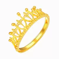 鑫万福 足金戒指/999黄金戒指女戒活口黄金优雅皇冠女戒指
