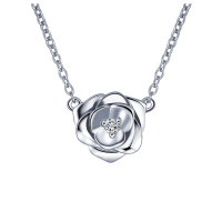 喜钻【绽放玫瑰】喜钻绽放钻石项坠玫瑰花钻石项链钻石吊坠