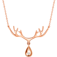 喜钻 一路有你 钻石项链女单钻一鹿有你精致时尚金色钻石吊坠真钻正品