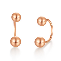 喜钻 18K金时尚素金耳钉百搭款知性优雅时尚泡泡K金耳饰