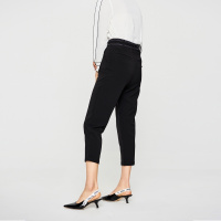 EICHITOO爱居兔四季撞色腰带黑色休闲女士九分裤