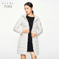 爱居兔冬季女装撞色毛领款式羽绒服