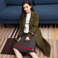 EICHITOO爱居兔冬季时尚军绿色中长款女士大衣