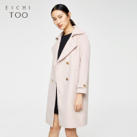 爱居兔冬装女装米白色中长大衣