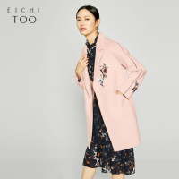 爱居兔冬装女装粉红色刺绣大衣