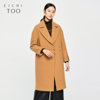 爱居兔冬季女装时尚皮扣毛呢大衣