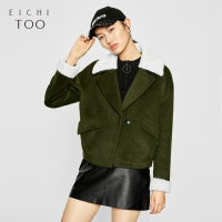 爱居兔冬装女装时尚军绿色短大衣