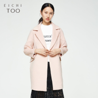 爱居兔冬装女装时尚粉色翻领大衣