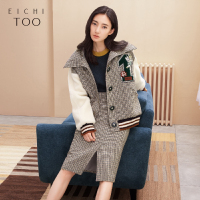 爱居兔冬季女装格纹短棒球服