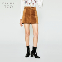 爱居兔冬季女装腰带装饰 A字半身裙