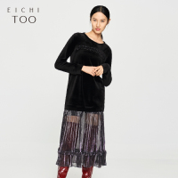 爱居兔冬季女装简约假两件卫衣连衣裙