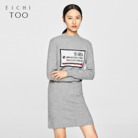 爱居兔冬装女装简约织片提花长袖针织裙