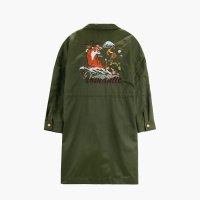 EICHITOO爱居兔秋装深绿工装廓形女士中长款风衣