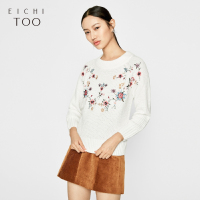 EICHITOO爱居兔冬季女装套头清新绣花长袖宽松针织衫