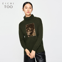 EICHITOO爱居兔冬装女装翻领宽松毛衣常规款长袖针织衫