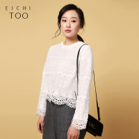 2019爱居兔春季女装蕾丝长袖针织上衣