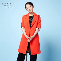 2019爱居兔春季女装 橙色中长款大衣