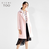 2019爱居兔春季女装简约清新粉长款风衣