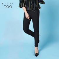 2019爱居兔春装女装微弹黑色修身小脚裤