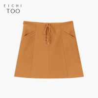 2019爱居兔春季女装简约焦糖色A字短单裙