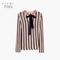 2019爱居兔女装竖条纹长袖针织衫