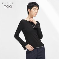 2019爱居兔春装女装简约纯色长袖圆领针织衫