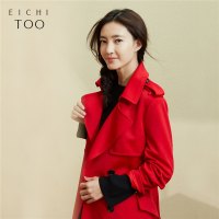 爱居兔春秋女装王丽坤同款系带中长风衣