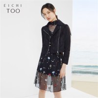 2019爱居兔春季女装黑色麂皮绒茄克