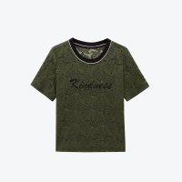 爱居兔夏装2019女装时尚绿色两件套设计短袖针织短款上衣