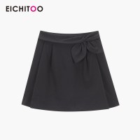 爱居兔2019夏季女装时尚黑色伞型短款半身裙