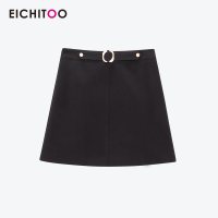 爱居兔2019夏季女装经典黑色A字时尚简约短款半身裙