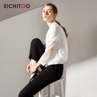 爱居兔2019夏季女装裤子时尚黑色直筒休闲裤