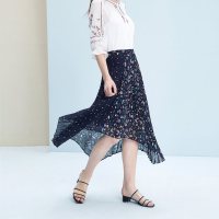 爱居兔2019夏季女装时尚不规则下摆A字版型中长款半身裙