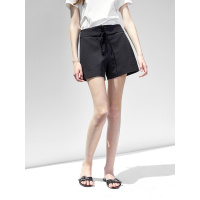 爱居兔2019夏季女装时尚黑色A字宽松直筒休闲短裤