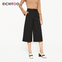 2019爱居兔秋季 经典黑色宽松舒适阔腿裤