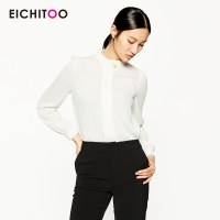 2019爱居兔春秋女装时尚休闲白色长袖梭织上衣