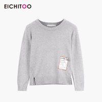 爱居兔春秋女装邮票胶印宽松长袖针织衫