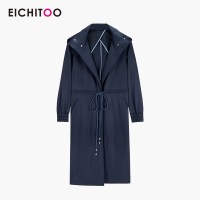 爱居兔春装2019女装外套时尚宽松连帽式长款风衣