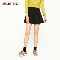 2019爱居兔春秋女装时尚黑色百褶短款 半身裙